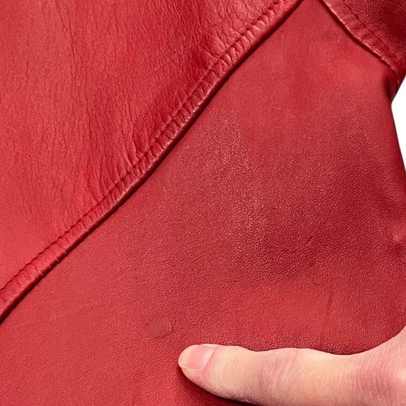 Vintage G-III Red Leather 80’s Single Button Rock Punk Coat Size Small - Picture 10 of 16